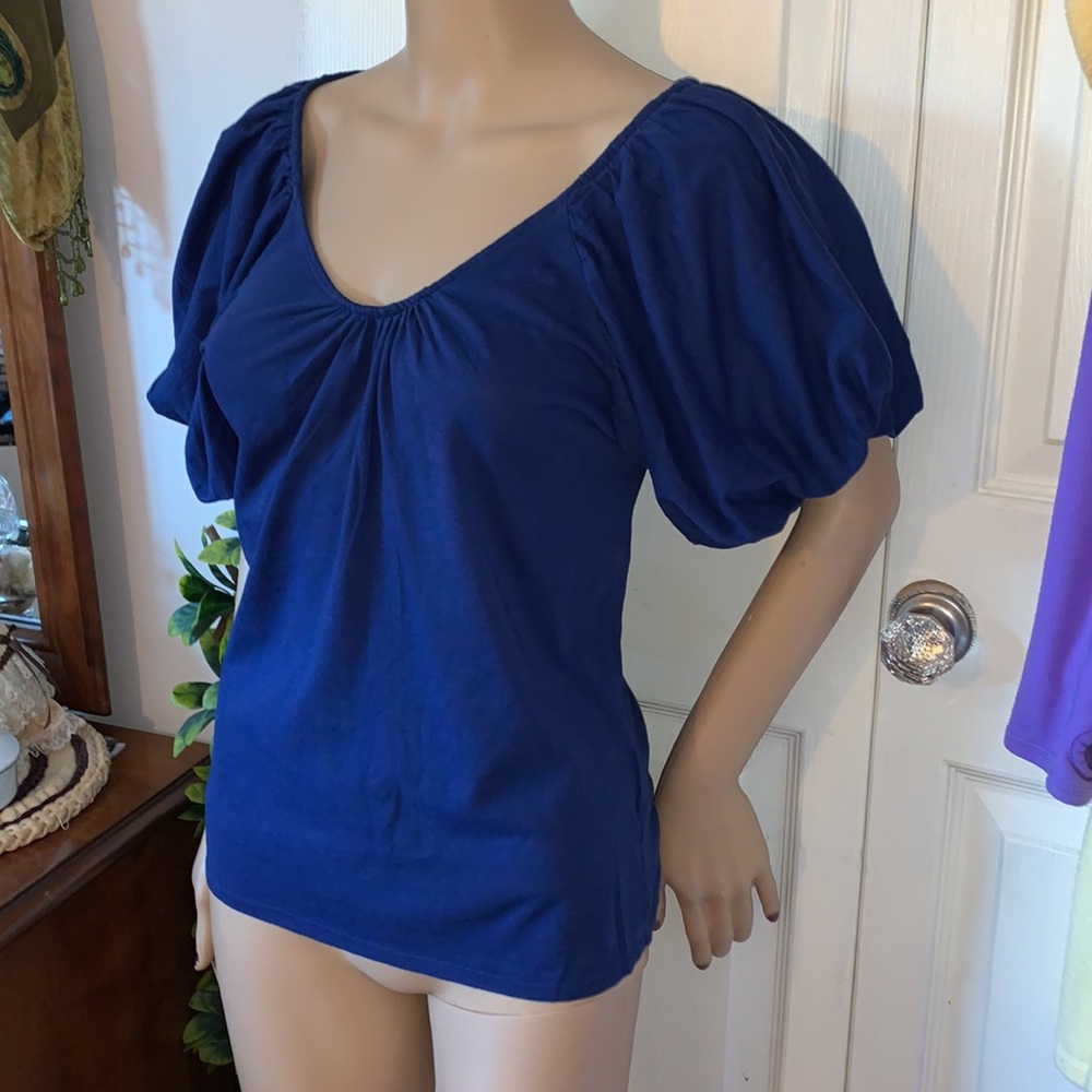 Club Monaco Navy Blue balloon puff sleeve t-shirt shirt top S